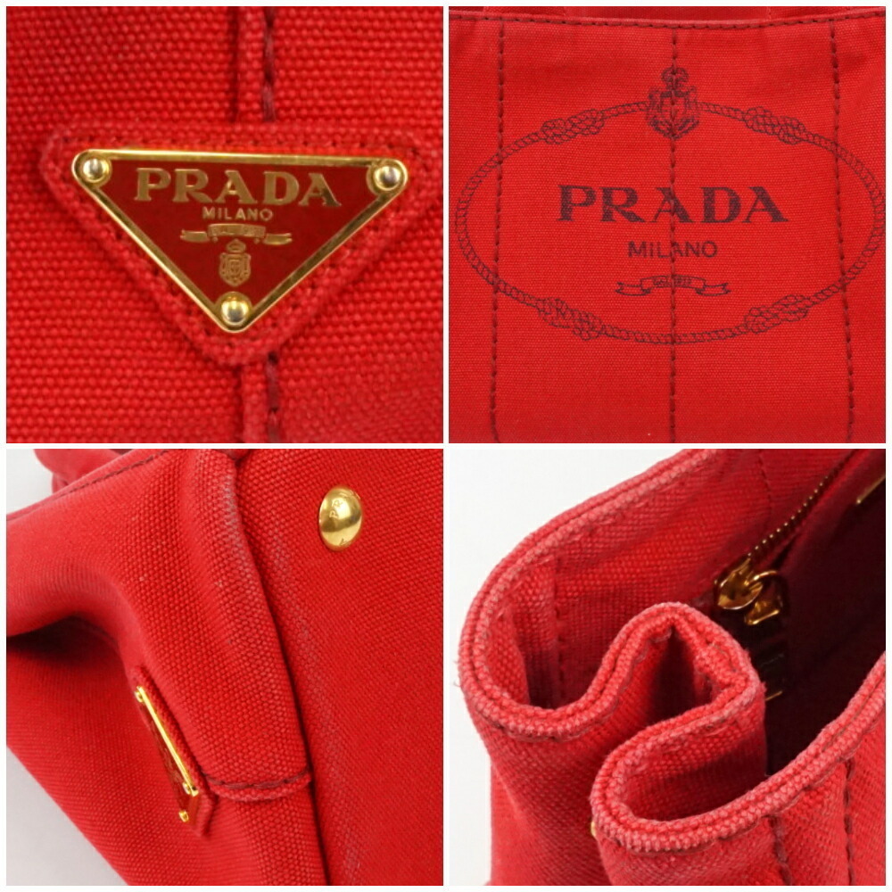 Prada Red Bag tote crossbody Shoulder handbag Canapa Bag Canvas - Picture 7 of 9